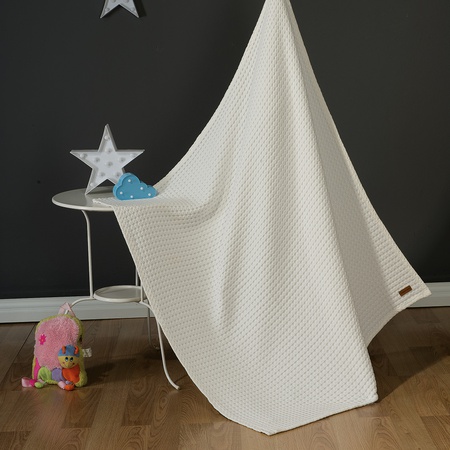 Bebek %100 Organik Pamuk Battaniye Kırık Beyaz