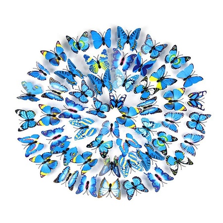 Manyetik çıkartma üzerinde 10 adet (çeşitli) 3B kelebek seti