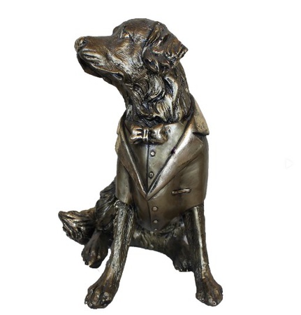 Bir ceket heykelcik köpek