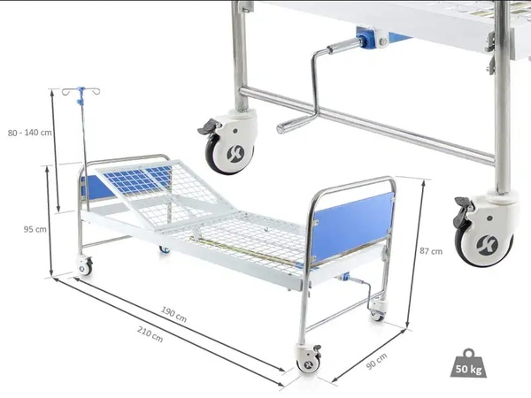 Больничная койка с ручной рукояткой