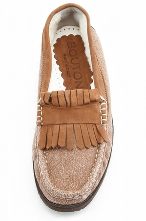 Kürklü kahverengi mokasen fm171