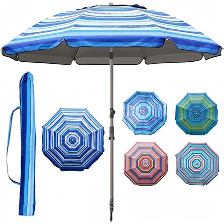 Beach Umbrella – 2m Silver UV Fabric, Aluminum Alloy Frame – Promotional OEM