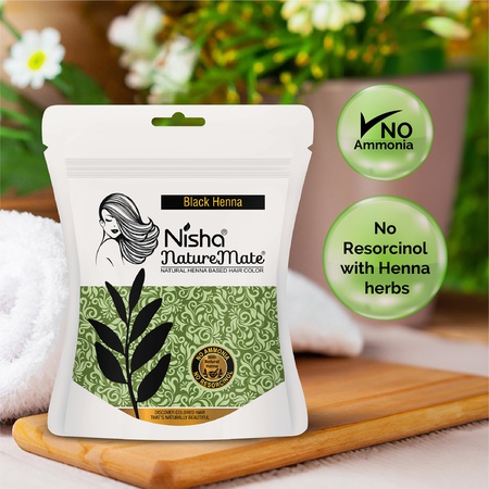 Hair Colour for Women Original Black 100% Henna-Based Powder Long-Lasting Herbal Formula Ammonia-Free 45g Zipper Pouch