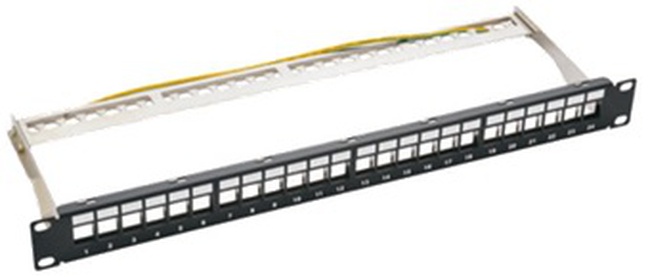 MP24KJR-180-S superiOrtec 1U CAT6 24-PORT, KMJ MODÜLER YOL PANELİ (180 DERECE KİRİŞ İÇİN BOŞALTILMIŞ) ÇIKARMA ÇUBUĞU, BOŞ, KORUMALI