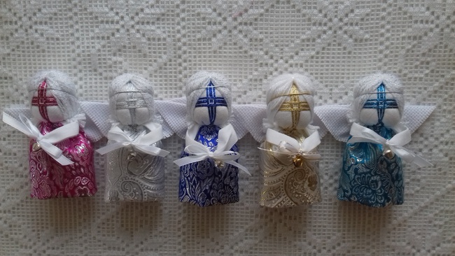 Мотанка "Ангелочек", подарок-оберег. Рост 10 см.