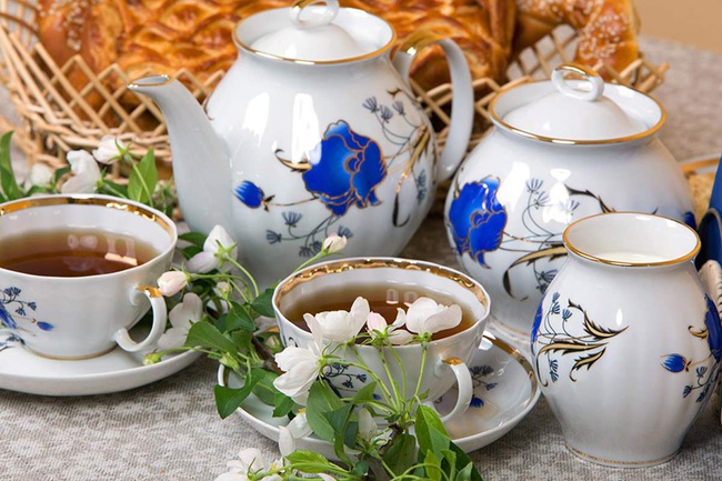 Сервиз чайный СИНИЕ МАКИ (БЕЛЫЙ ЛЕБЕДЬ, 15 предм.)
