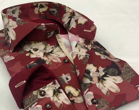 Высококачественные хлопковые лайкра с цифровым принтом мужские рубашки