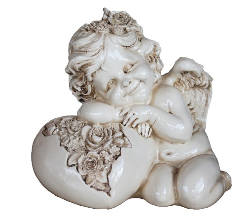 Статуэтка Ангел сердце роз (цвет слоновая кость)