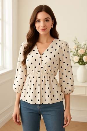 Женская блузка  с V-образным вырезом