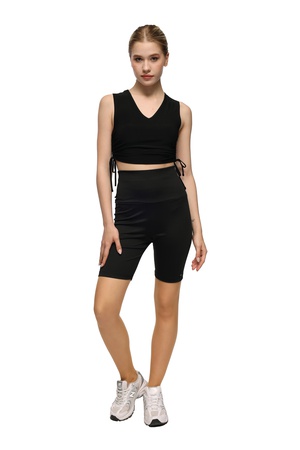 Toparlayıcı Kısa Siyah Tayt