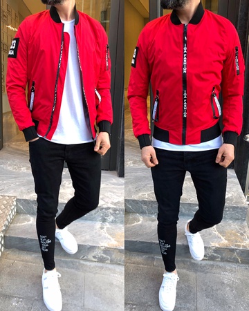 iga fashion erkek yağmurluk mevsimlik pilot mont (fermuar baskılı)