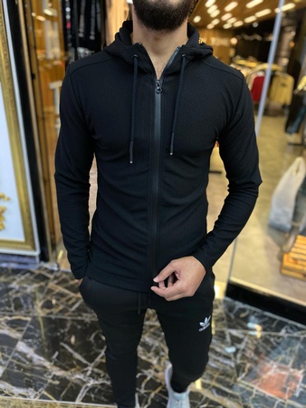 Жаккардовая стеганая ткань, молния по всей длине, толстовка / пуловер / толстовки с капюшоном