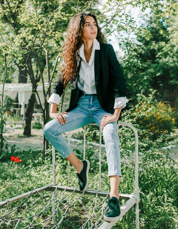 Kısa kollu kadın blazer