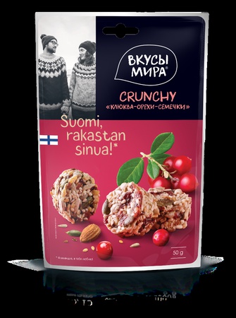 CRUNCHY Kızılcık-fındık-tohumlar Dünyanın lezzetleri 50 gr