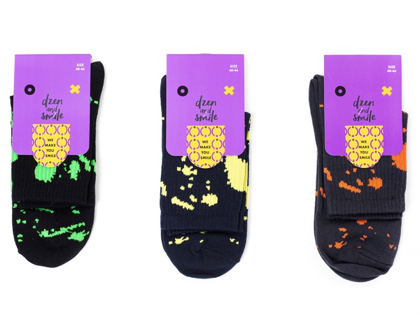 Erkek / bayan kısa çorap "Boya lekeleri" Dzen ve Smile