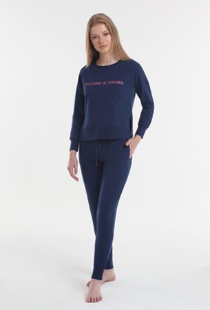 Ночное платье Пижамный комплект Хлопок-стрейч Толстовка для отдыха Брюки и водолазка Свободный свитшот