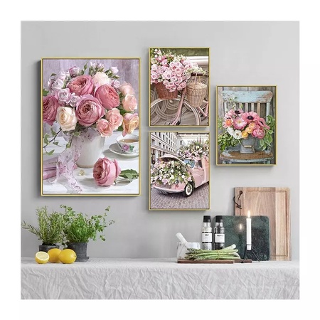 Европейский цветок DIY живопись цифровой акриловой краской цифровой ручной росписью маслом холст на украшение дома стены искусства