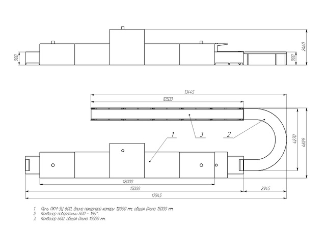 Линия с газовой тоннельной печью