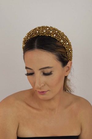 Бижутерия Кристалл ручной работы Блестящий Бисер Золотой Цвет Бархат Толстая Корона