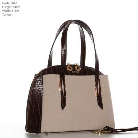 Bayan leopar desenli siyah rengi el ve omuz çantası