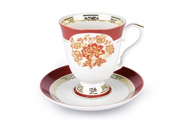 Бокал с блюдцем 600 мл Золотой букет