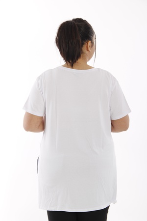 Футболка с разрезами и V-образным вырезом - цвет белый (2)