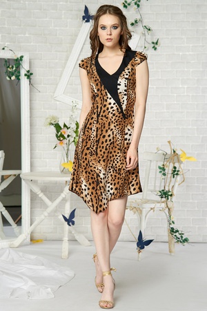 19-2485 Elbise leopar