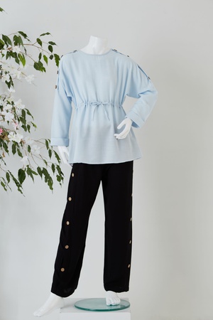 Flamlı Kız Çocuk Bluz / Düğmeli Pantolon