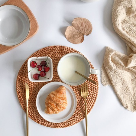 Плетеная соломенная подставка из морских водорослей для столовых приборов кухонного стола