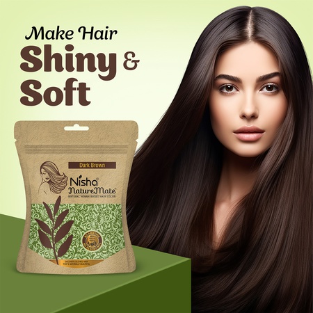 Hair Colour for Women Dark Brown 100% Henna-Based Powder Long-Lasting Herbal Formula Ammonia-Free 45g Zipper Pouch