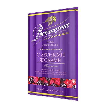 Portion dark chocolate "Admiration" with wild berries, 100 g