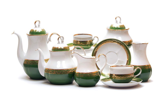 Сервиз чайно- кофейный 29 предм. Зеленый борт