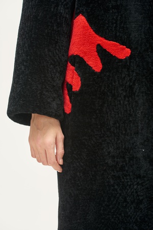 Palto Kadın Silverfox model 806 Siyah / Kırmızı