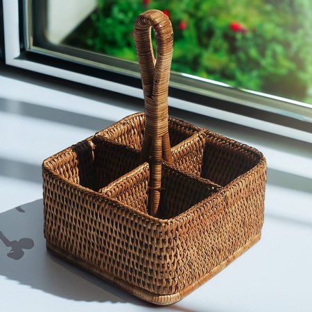 Плетеный держатель для ручек из ротанга, бамбуковый держатель для хранения, тканый держатель из морских водорослей для кухни