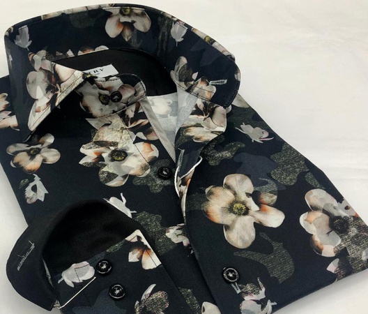 Высококачественные хлопковые лайкра с цифровым принтом мужские рубашки