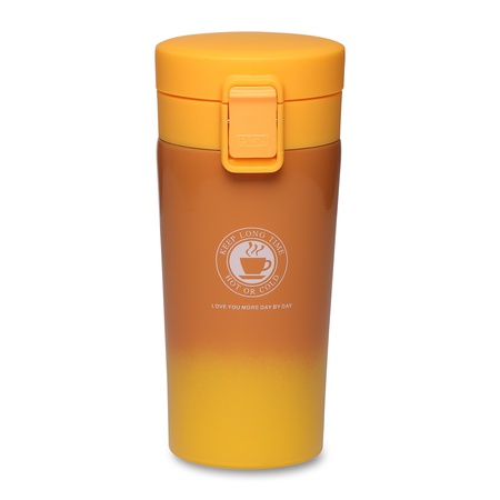 Термокружка 380 мл Оранжевая с ситечком и замком на крышке