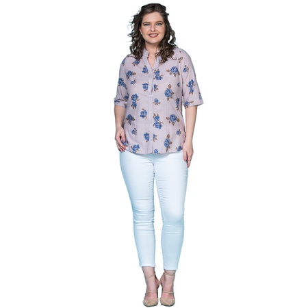 Çiçek Desenli Keten Gömlek