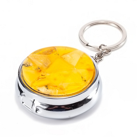 Карманная пепельница, украшенная мозаикой из натурального светлого янтаря