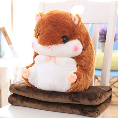 Мягкая игрушка подушка хомяк 3 в 1 с пледом внутри