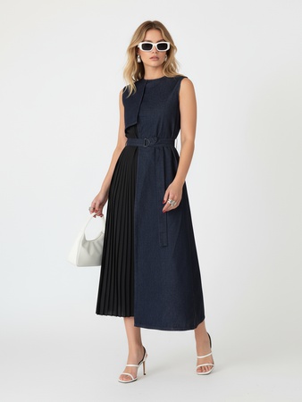 Платье сарафан женский без рукавов джинсовый миди