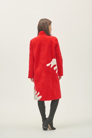 Пальто женское Silverfox модель 806 красный/белый