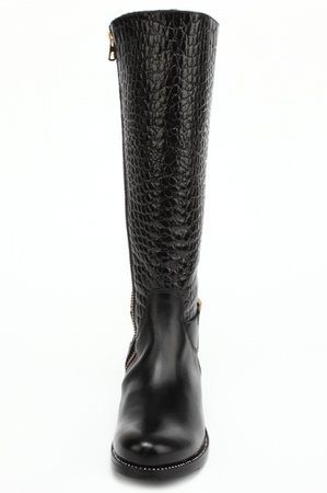 黑色鳄鱼皮靴S091