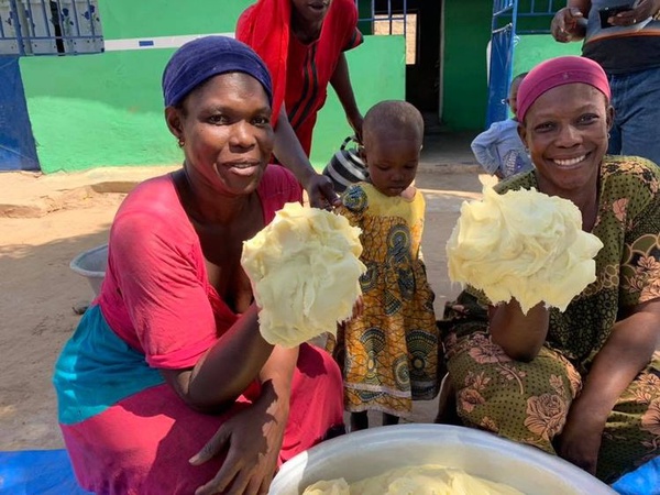 Doğal karite yağı (shea yağı), doğal hammaddeler, doğal kozmetikler. Kremsi bir renge ve hoş bir ceviz-odunsu kokusuna sahiptir