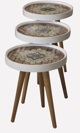 Набор из 3 ретро журнальных столиков из стекла