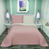 Safir Yaprak Yatak Örtüsü Çift Yüz Pudra Pembe