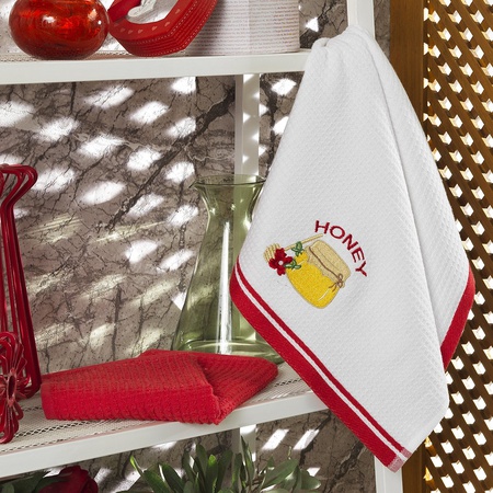 MAXSTYLE набор кухонных полотенец. Вафельное+махровое