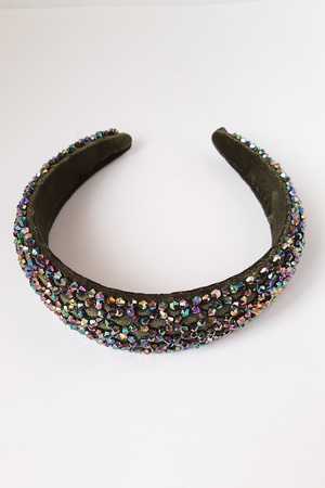 Bijusel El işlemesi Çapraz Kadife Kalın Kristal Boncuklu Taç Yeşil