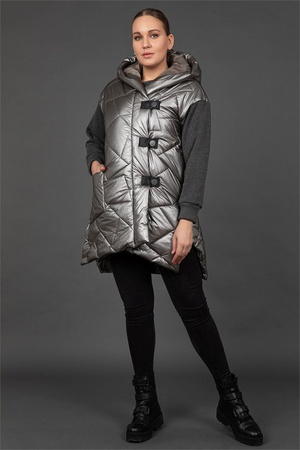 СТЕГАНАЯ КУРТКА С ВЯЗАНЫМ РУКАВОМ-9927