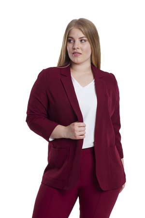 Плюс Размер - Карманный Детальный Пиджак