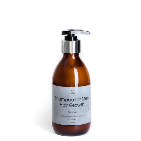 Натуральный Мужской шампунь для Роста волос Сандал без сульфатов и силиконов 250 мл.